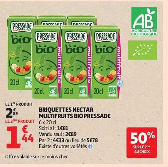 BRIQUETTES NECTAR MULTIFRUITS BIO PRESSEDE