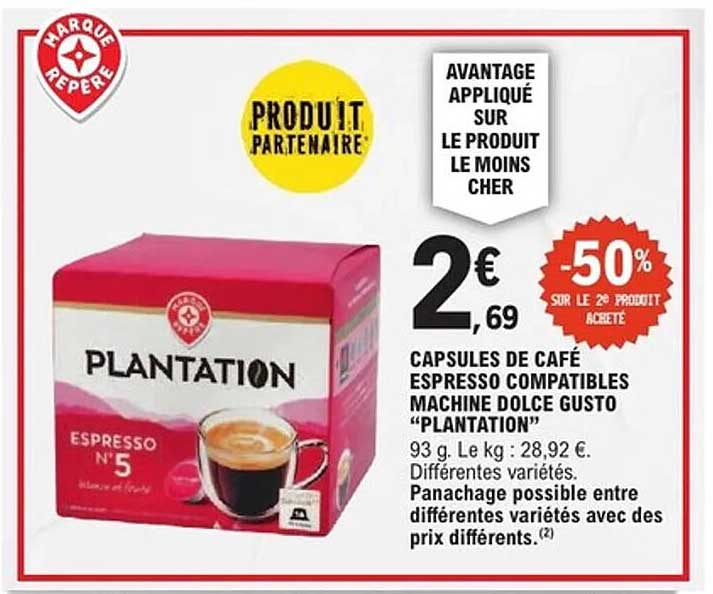 CAPSULES DE CAFÉ ESPRESSO COMPATIBLES MACHINE DOLCE GUSTO "PLANTATION"