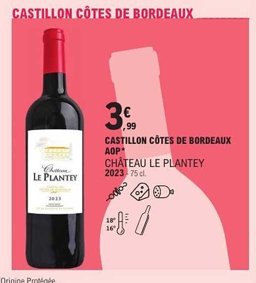 CASTILLON CÔTES DE BORDEAUX AOP* CHÂTEAU LE PLANTEY 2023 75 cl.