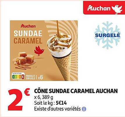 CÔNE SUNDAE CARAMEL AUCHAN