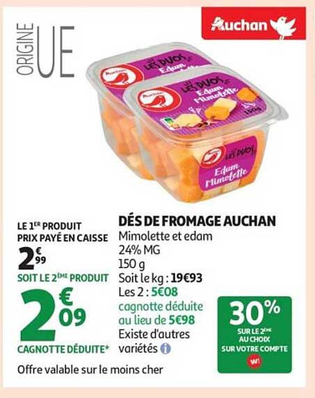 DÉS DE FROMAGE AUCHAN
