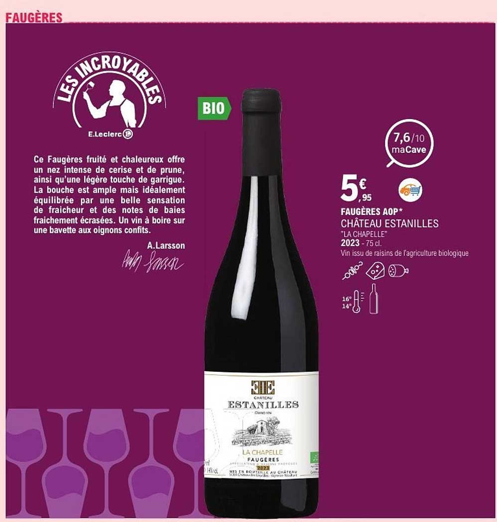 FAUGÈRES AOP* CHÂTEAU ESTANILLES "LA CHAPELLE" 2023