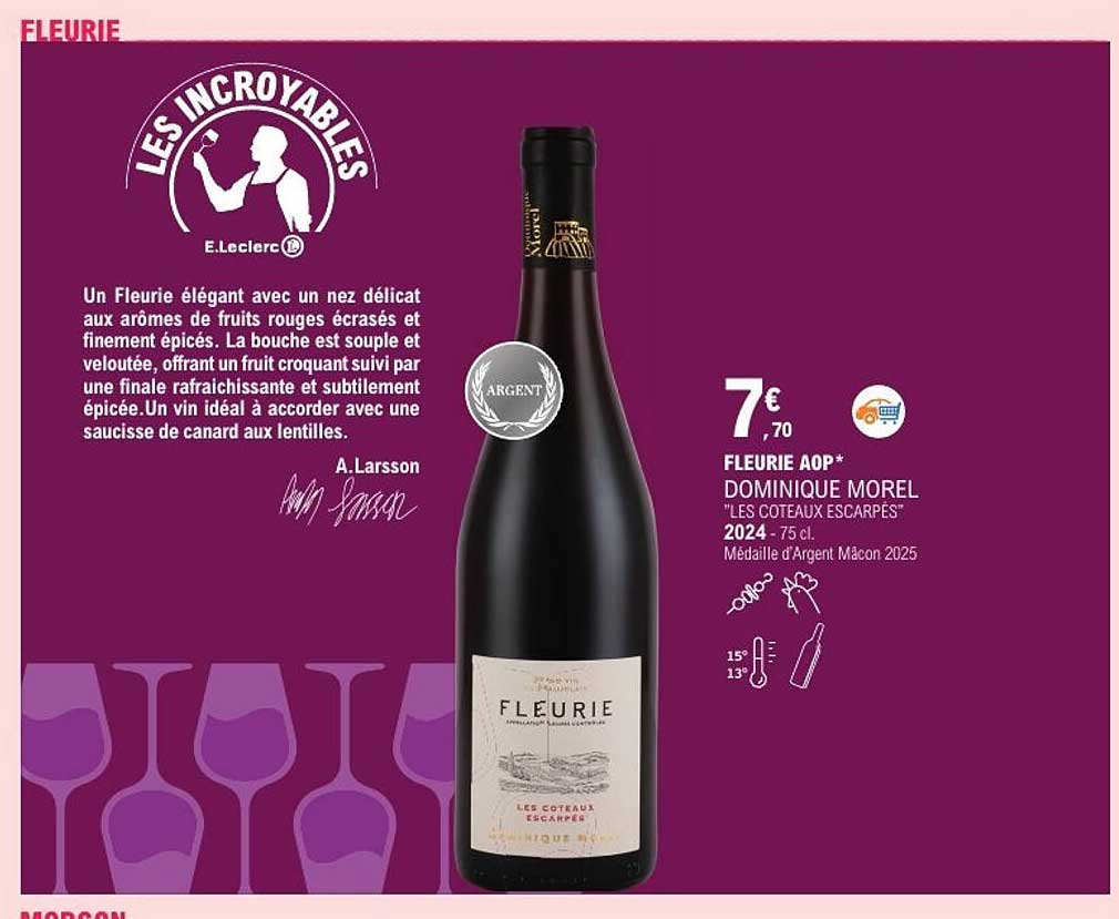 FLEURIE AOP* DOMINIQUE MOREL "LES COTEAUX ESCARPÉS" 2024 - 75 cl.
