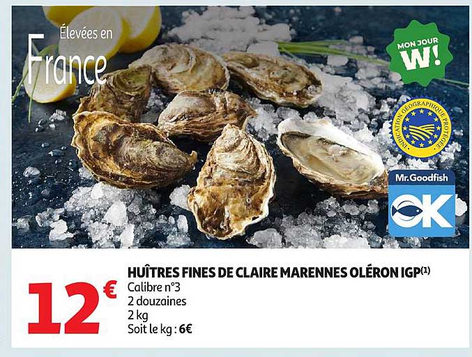 HUIÎTRES FINES DE CLAIRE MARENNE OLÉRON IGP