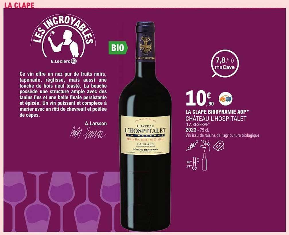LA CLAPE BIODYNAMIE AOP* CHÂTEAU L'HOSPITALET "LA RÉSERVE"