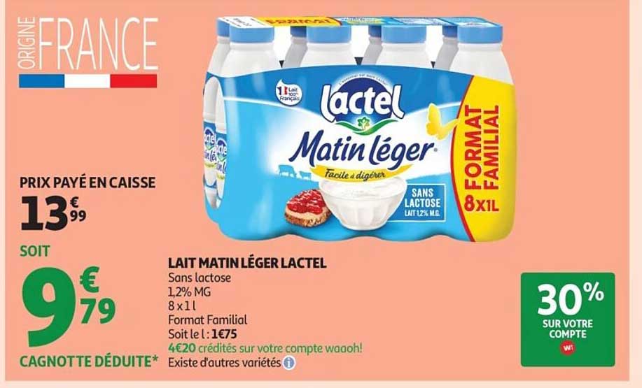 LAIT MATIN LÉGER LACTEL
