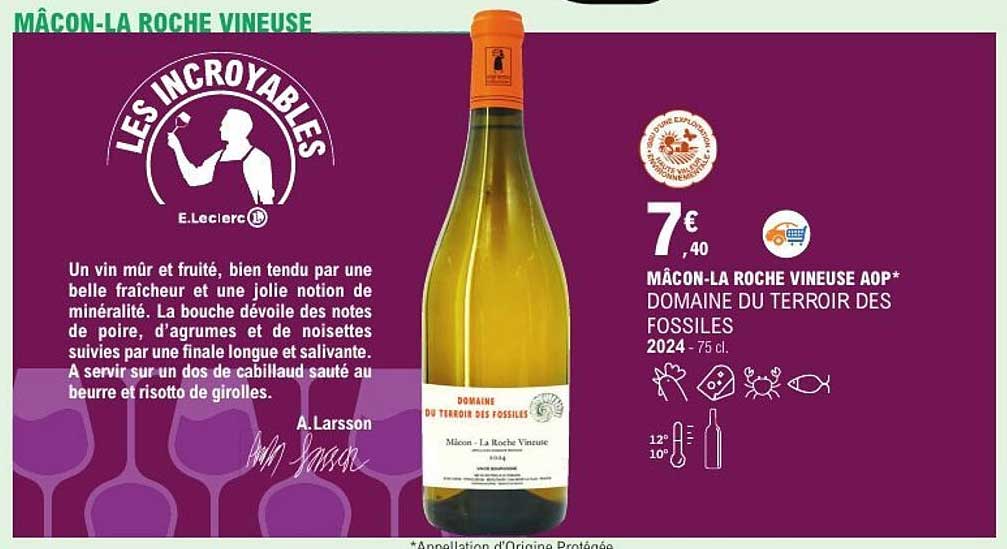 MÂCON-LA ROCHE VINEUSE AOP* DOMAINE DU TERROIR DES FOSSILES