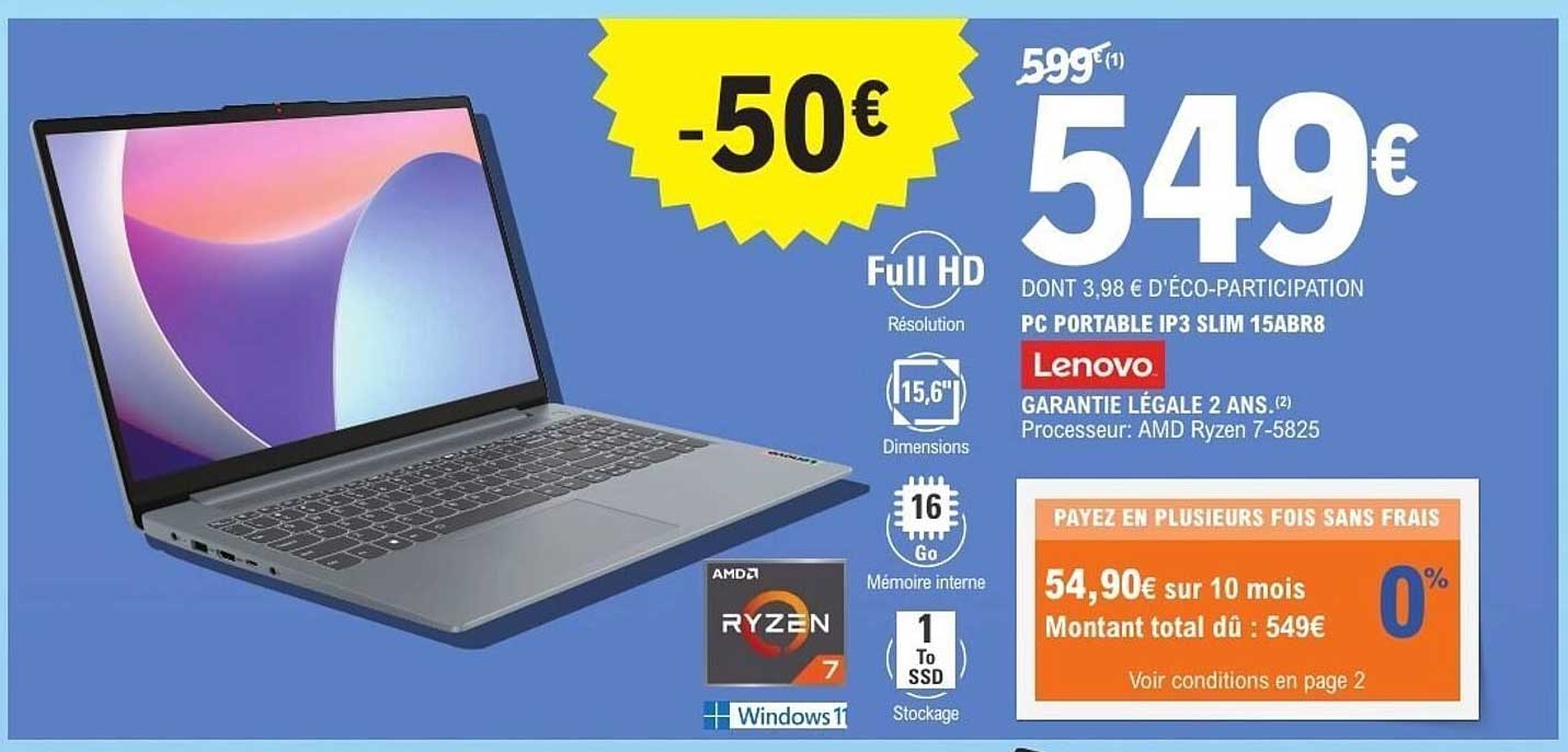 PC PORTABLE IP3 SLIM 15ABR8