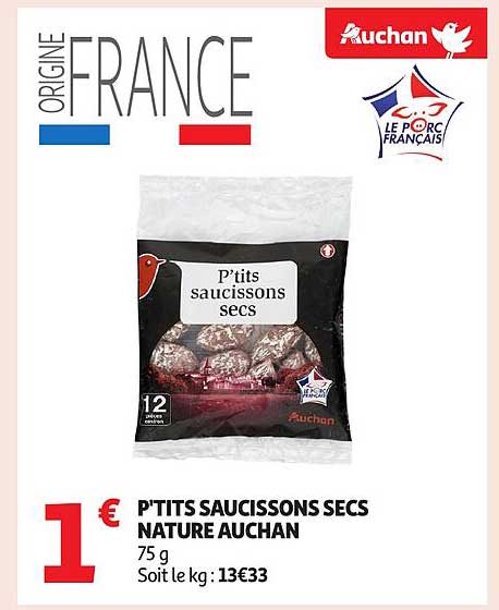 P'tits saucissons secs nature Auchan