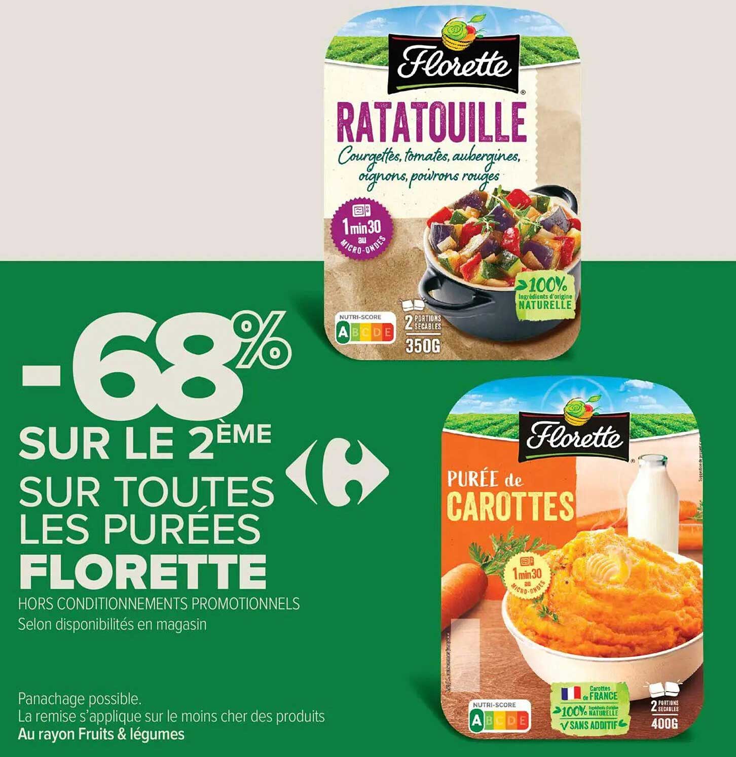 Ratatouille et Purée de Carottes -68% sur le 2ème