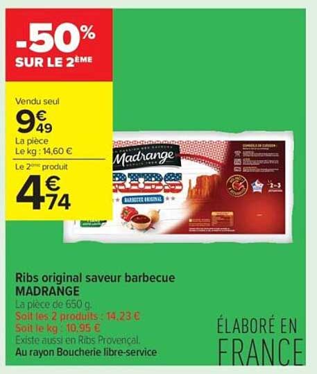 Ribs original saveur barbecue MADRANGE