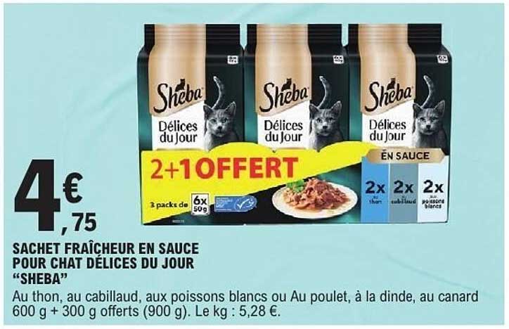 SACHET FRAÎCHEUR EN SAUCE POUR CHAT DÉLICES DU JOUR "SHEBA"