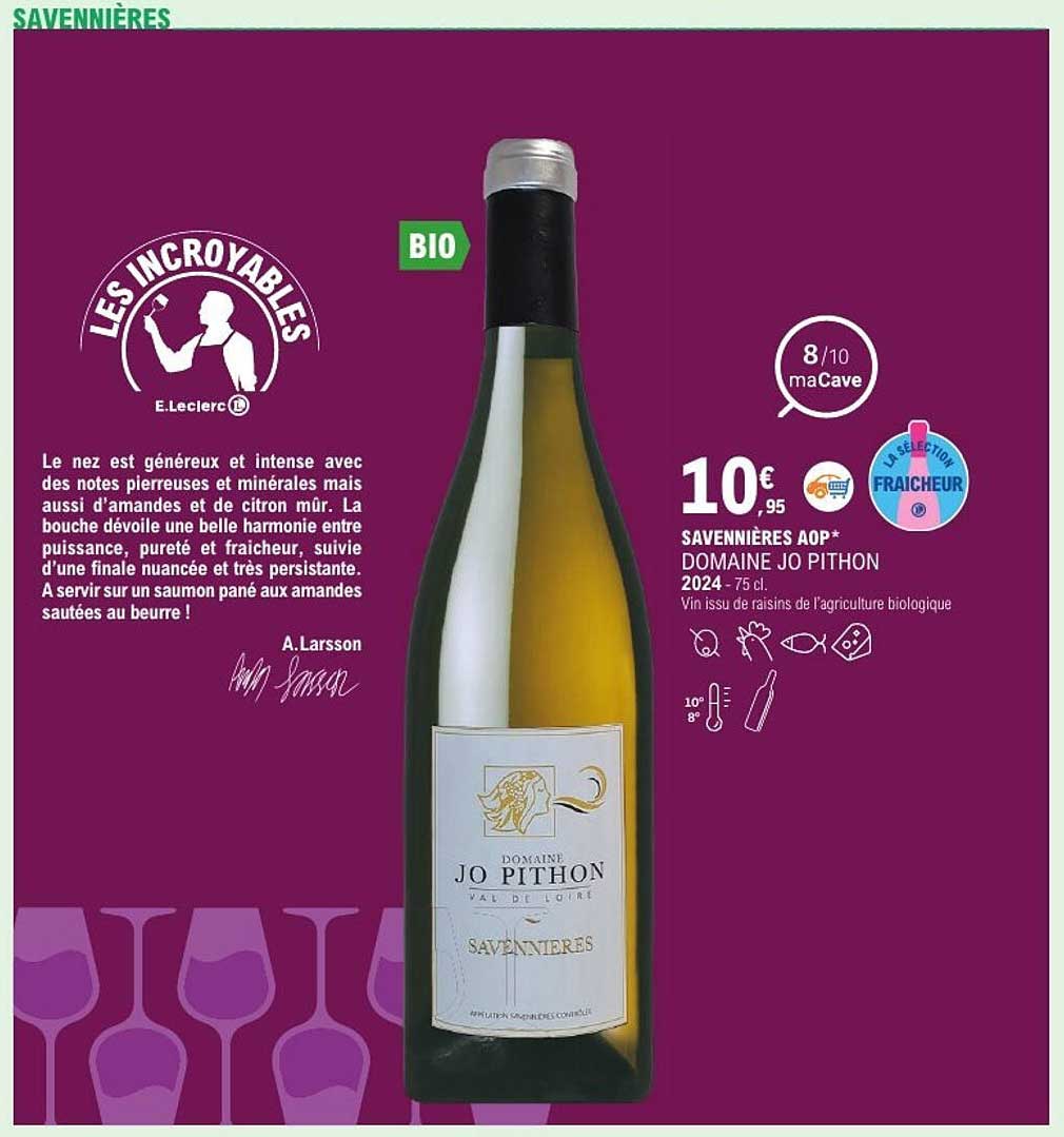 SAVENNIÈRES AOP* DOMAINE JO PITHON 2024 - 75 cl