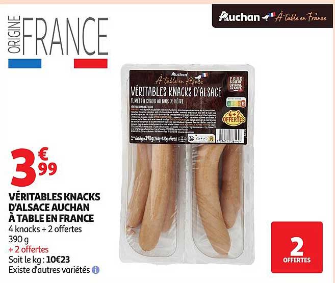Véritables knacks d'Alsace Auchan