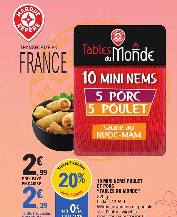10 MINI NEMS POULET ET PORC “TABLES DU MONDE”