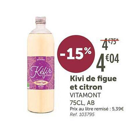 -15% Kiwi de figue et citron VITAMONT 75CL, AB