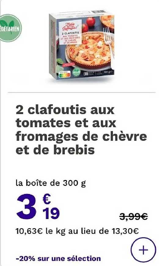 2 clafoutis aux tomates et aux fromages de chèvre et de brebis