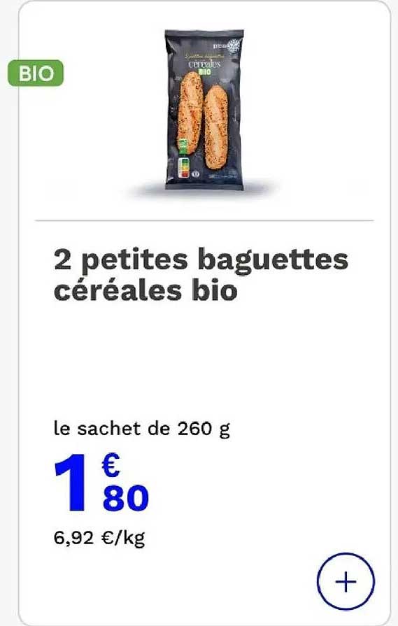 2 petites baguettes céréales bio