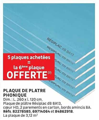 5 plaques achetées = La 6ème plaque OFFERTE