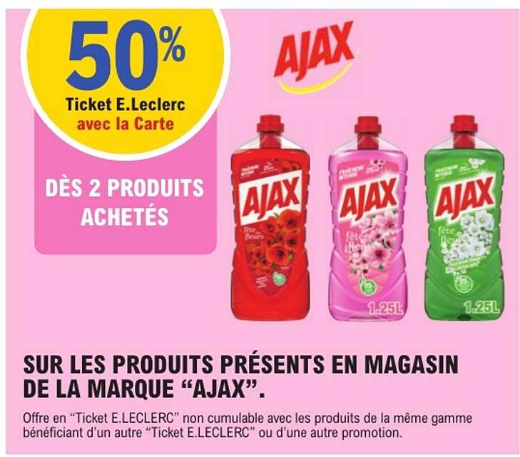 50% Ticket E.Leclerc avec la Carte DÈS 2 PRODUITS ACHETÉS