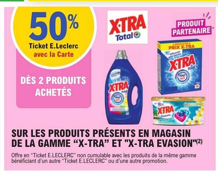 50% Ticket E.Leclerc avec la Carte dès 2 produits achetés
