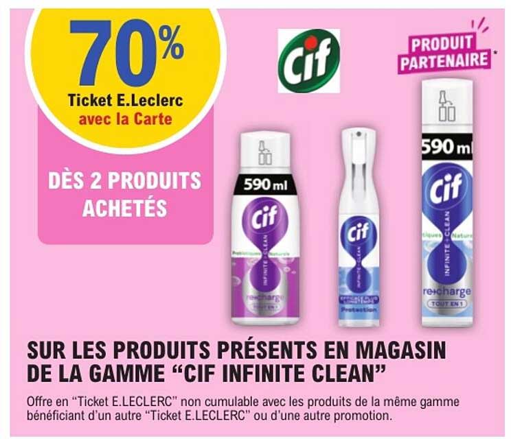 70% Ticket E.Leclerc avec la Carte dès 2 produits achetés