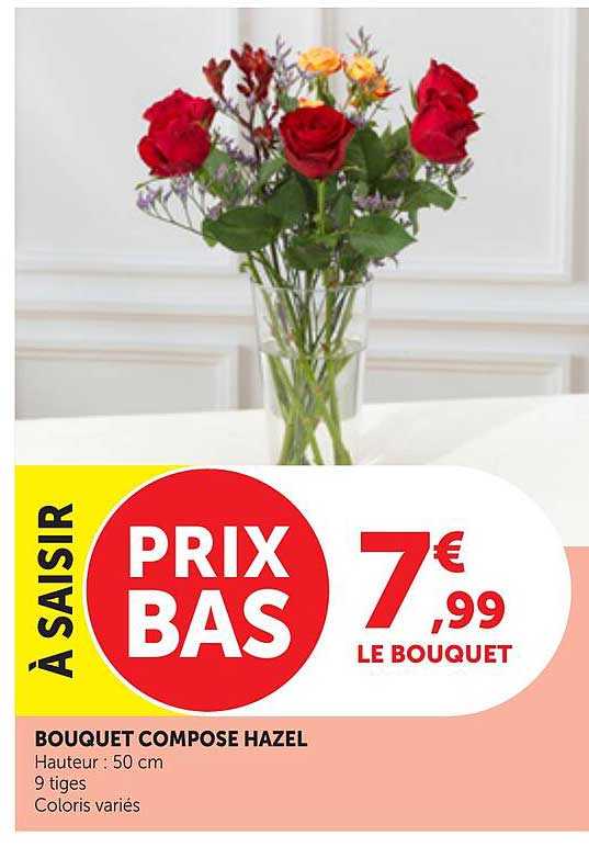 À SAISIR PRIX BAS 7€99 LE BOUQUET BOUQUET COMPOSE HAZEL