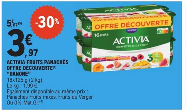 ACTIVIA FRUITS PANACHÉS OFFRE DÉCOUVERTE(1) “DANONE”