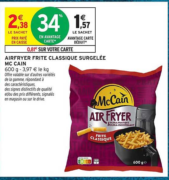 AIRFRYER FRITE CLASSIQUE SURGELÉE MC CAIN