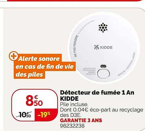 Alerte sonore en cas de fin de vie des piles