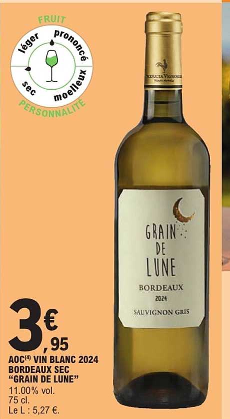 AOC(4) VIN BLANC 2024 BORDEAUX SEC “GRAIN DE LUNE”