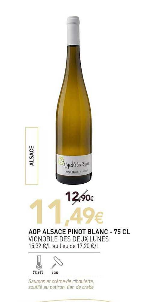 AOP ALSACE PINOT BLANC - 75 CL VIGNOBLE DES DEUX LUNES