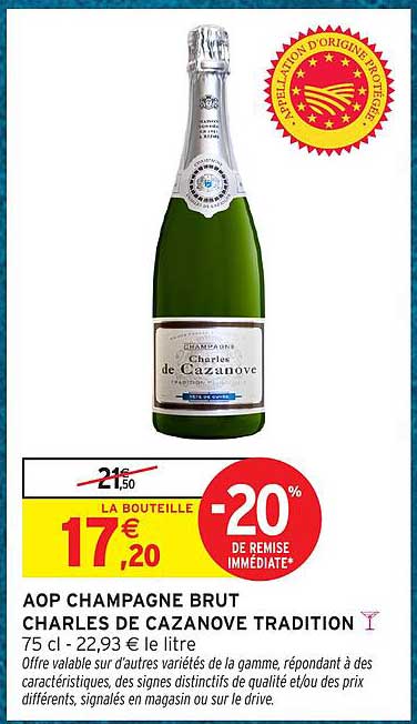 AOP CHAMPAGNE BRUT CHARLES DE CAZANOVE TRADITION