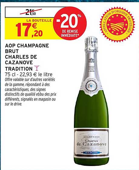 AOP CHAMPAGNE BRUT CHARLES DE CAZANOVE TRADITION 75 cl