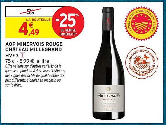 AOP MINERVOIS ROUGE CHÂTEAU MILLEGRAND HVE 3