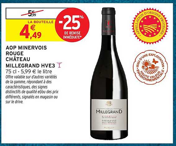 AOP MINERVOIS ROUGE CHÂTEAU MILLEGRAND HVE3