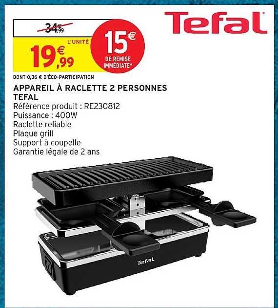 APPAREIL À RACLETTE 2 PERSONNES TEFAL