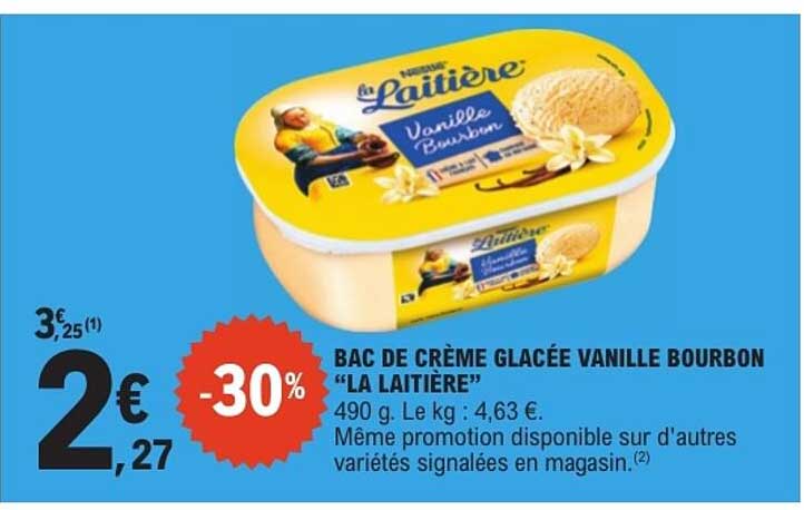 BAC DE CRÈME GLACÉE VANILLE BOURBON "LA LAITIÈRE"