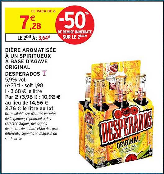 BIÈRE AROMATISÉE À UN SPIRITUEUX À BASE D'AGAVE DESPERADOS