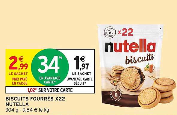 BISCUITS FOURRÉS X22 NUTELLA
