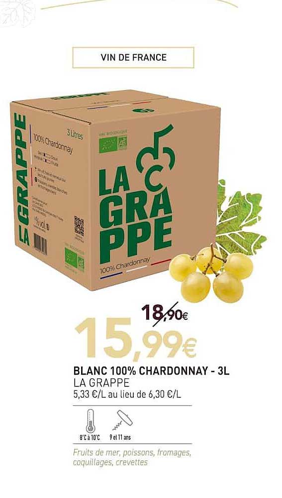 BLANC 100% CHARDONNAY - 3L LA GRAPPE
