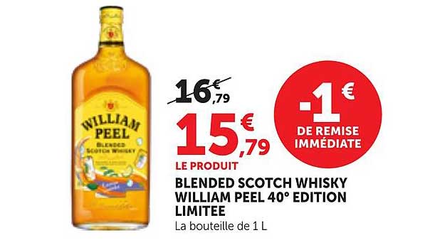 BLENDED SCOTCH WHISKY WILLIAM PEEL 40° EDITION LIMITEE