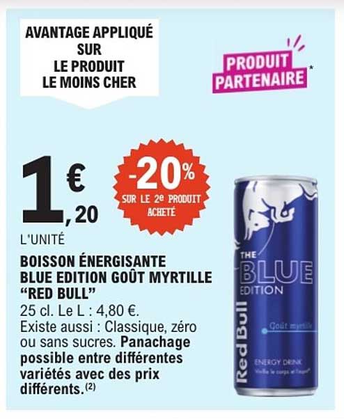 BOISSON ÉNERGISANTE BLUE EDITION GOÛT MYRTILLE “RED BULL”