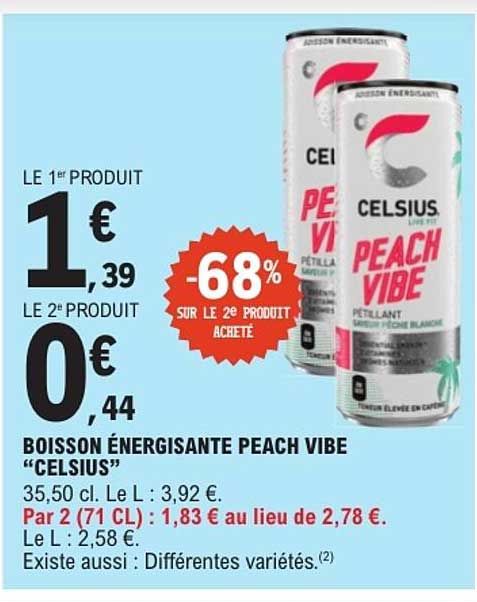 BOISSON ÉNERGISANTE PEACH VIBE “CELSIUS”