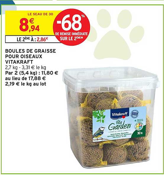 BOULES DE GRAISSE POUR OISEAUX VITAKRAFT