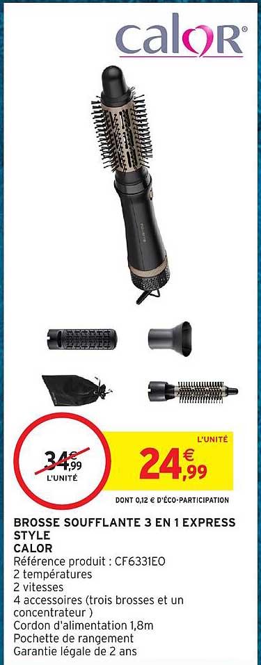 BROSSE SOUFFLANTE 3 EN 1 EXPRESS STYLE CALOR