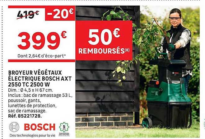 BROYEUR VÉGÉTAUX ÉLECTRIQUE BOSCH AXT 2550 TC 2500 W