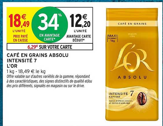 CAFÉ EN GRAINS ABSOLU INTENSITÉ 7 L'OR