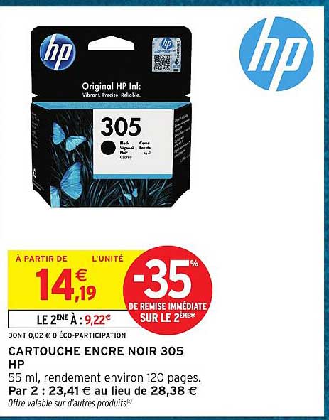 CARTOUCHE ENCRE NOIR 305 HP