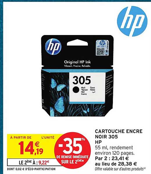 CARTOUCHE ENCRE NOIR 305 HP